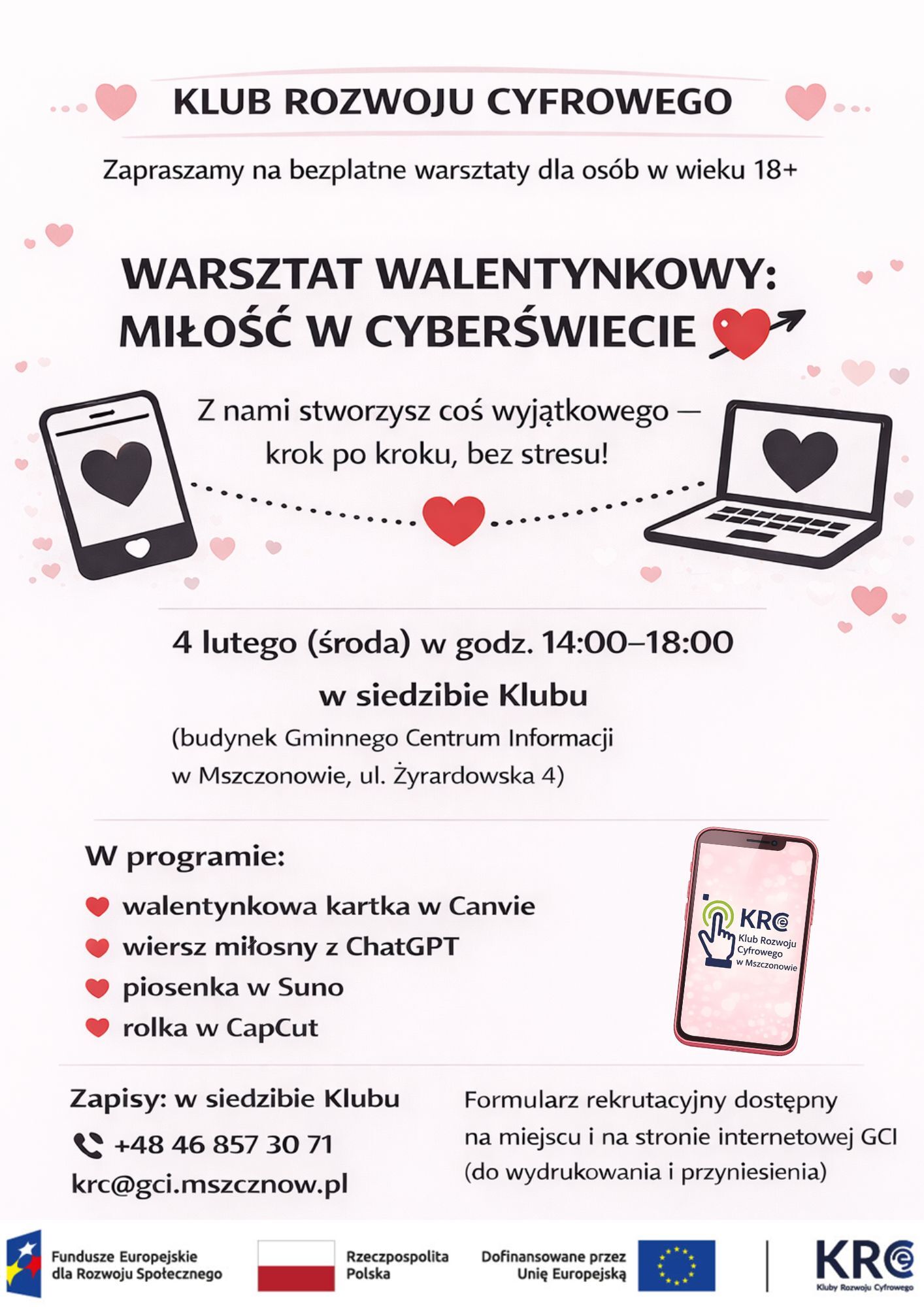 plakat warsztaty walentynkowe