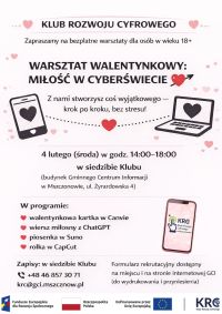 plakat warsztaty walentynkowe