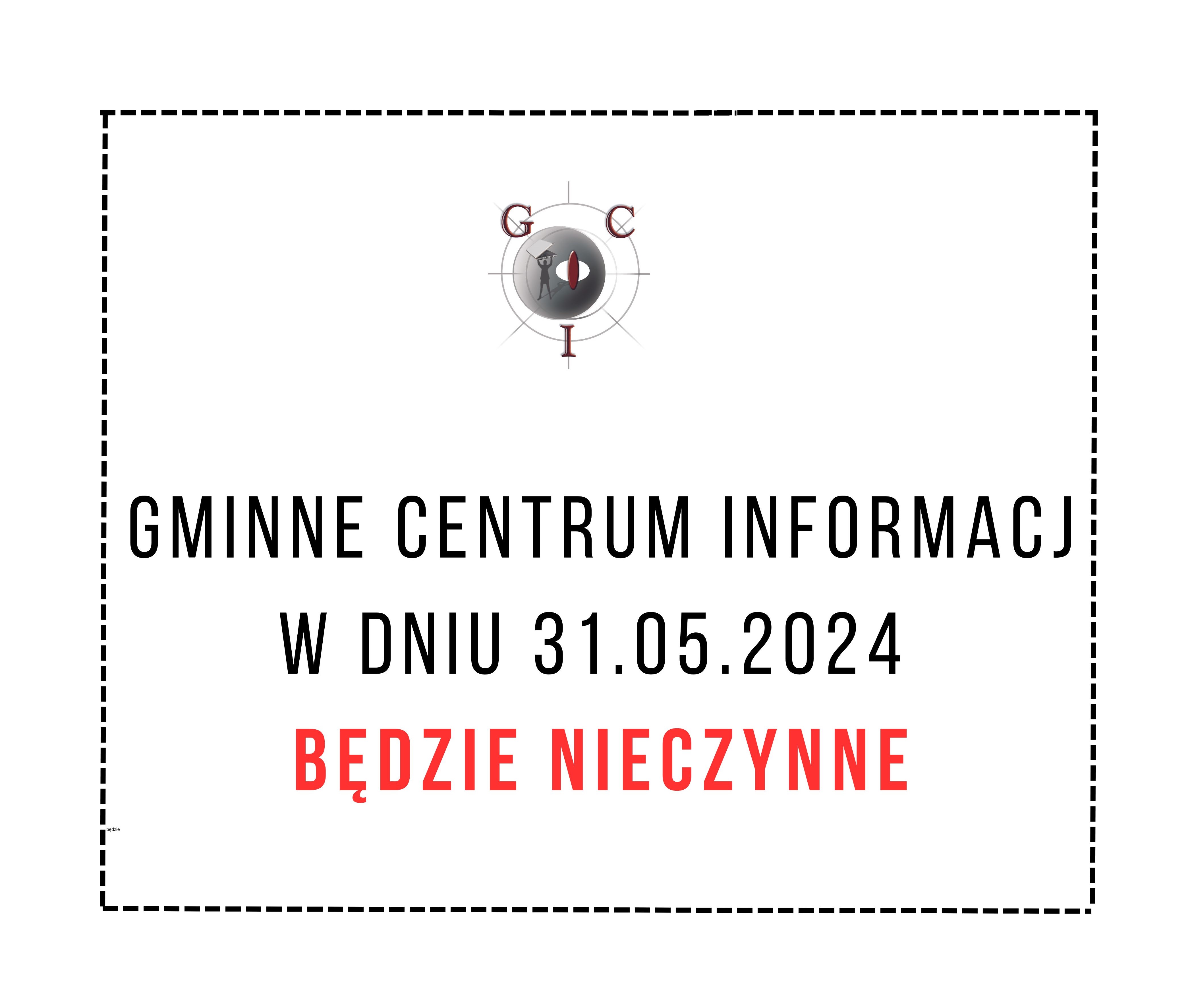 Komunikat informujący o tym, że 31 maja 2024 r. GCI będzie nieczynne