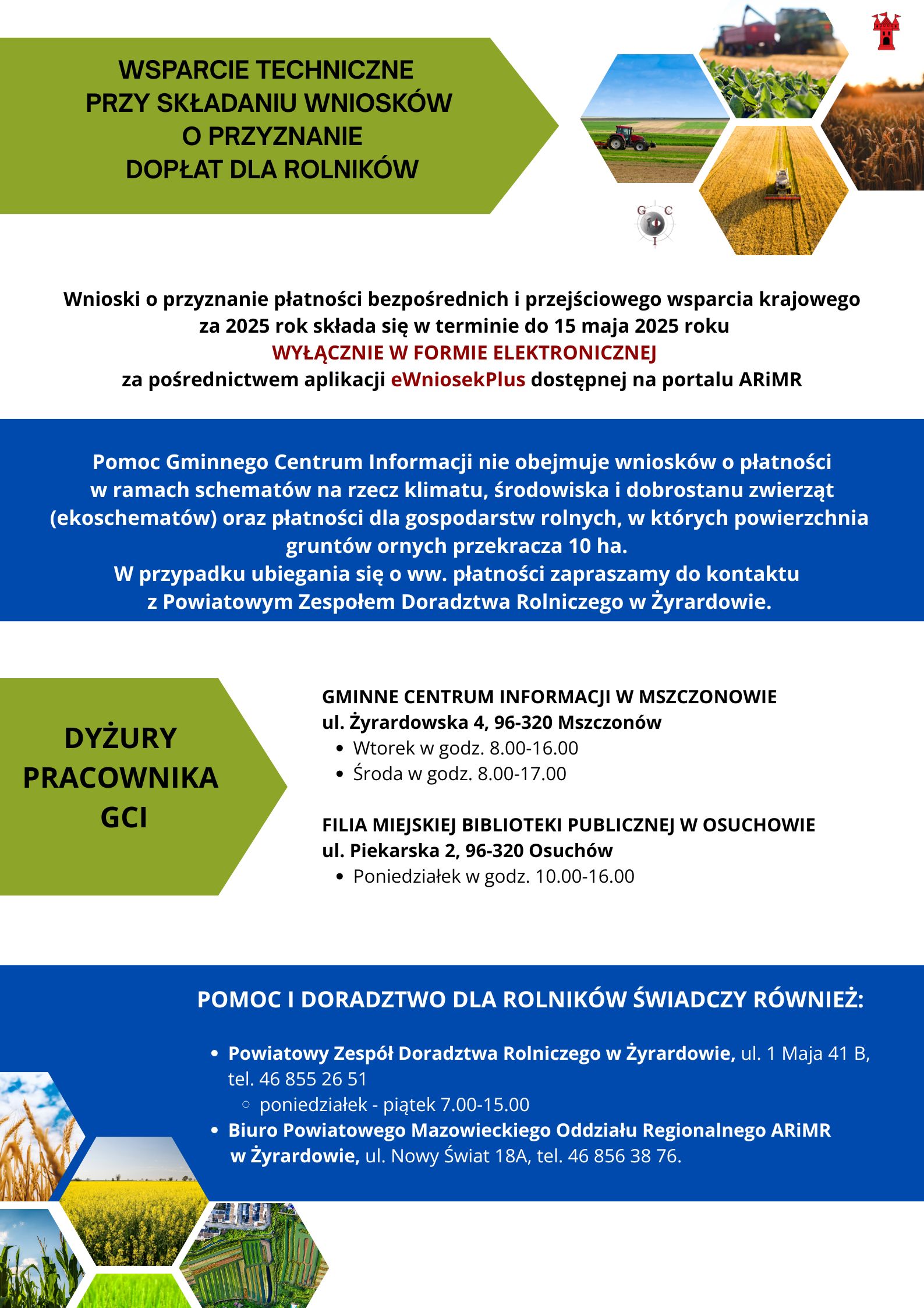 Wsparcie techniczne przy wypełnianiu wniosków rolniczych